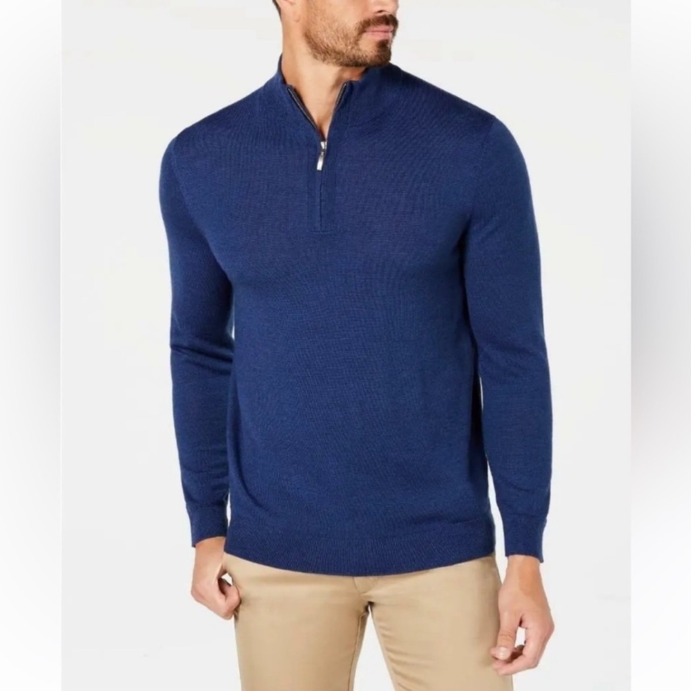 Jos. A. Bank Traveler Quarter Zip‎ Sweater Blue